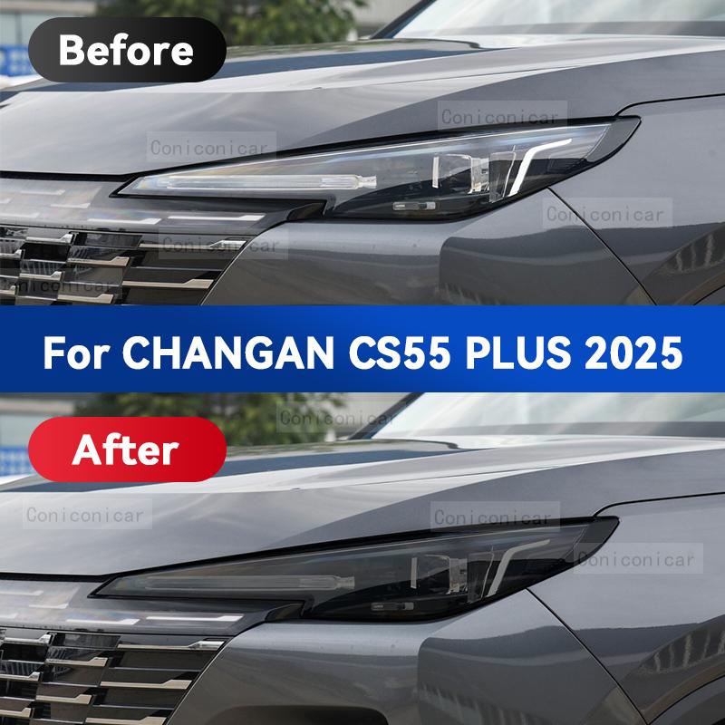 Dla CHANGAN CS55 PLUS 2025 Samochodowa Folia Ochronna TPU w Kolorze Wędzonym Czarnym na Reflektor Przedni Zmiana Koloru Naklejka Akcesoria
