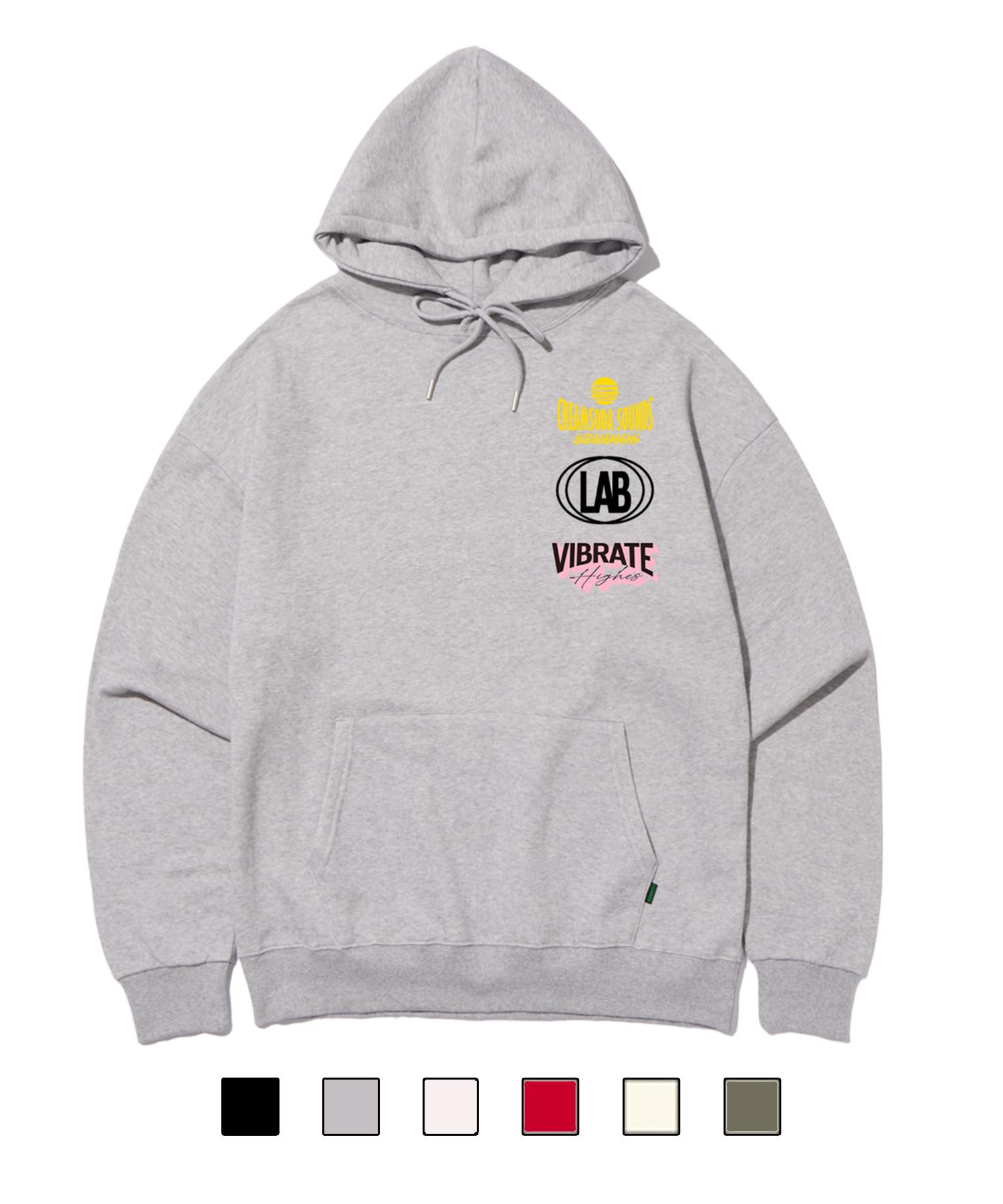 Cream Soda Lab Vibrate Hoodie Grey Pink (Fleece-Lined Or Non-Fleece-Lined) M