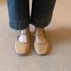 Fashion Summer New Woven Flat Shoes for Women Square Toe Mary Jane Shoes Casual Hollow Cool Sandals Multifunctional Slippers for Women