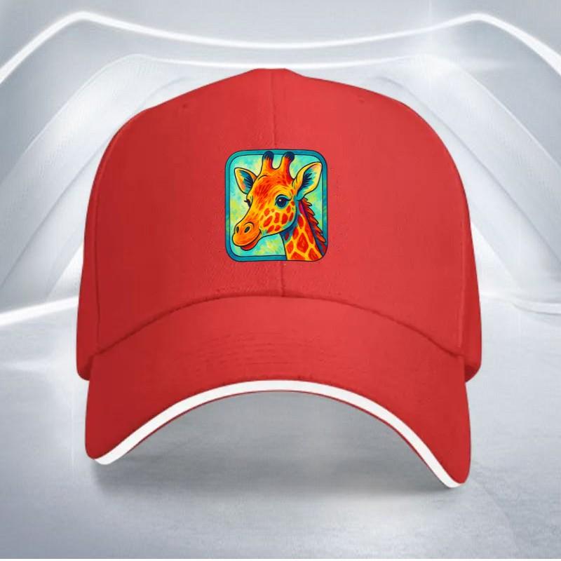 Giraffe Print Baseball Cap Polyester Adjustable Casual Style Adult Baseball Hat Outdoor Wear