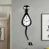 Cat Shaped Wall Clock Display Modern No Ticking for Office Gift Drawing Room