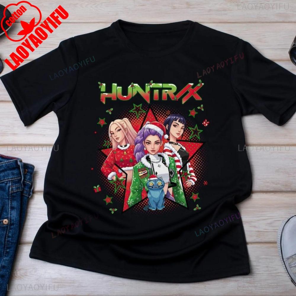 Christmas Huntrix Shirt Kpop Demon Hunter T-Shirt KPOP Christmas Gift Merry Christmas Tee Rumi Mira Zoey Holiday Kpop Tops