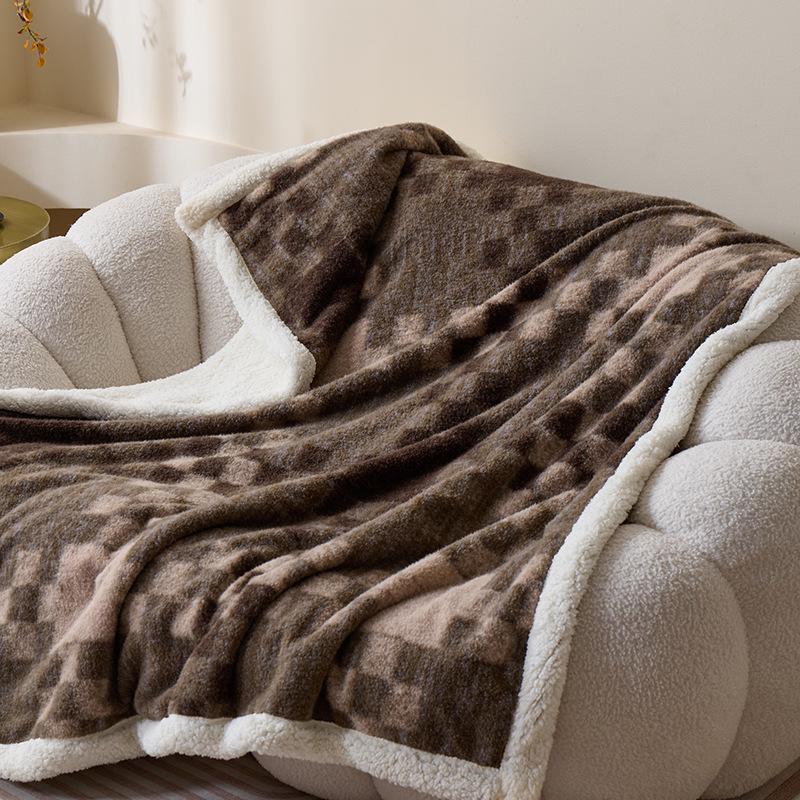 Double-Layer Lamb Wool Cashmere Blanket - Thick Warm Nap & Sofa Cover