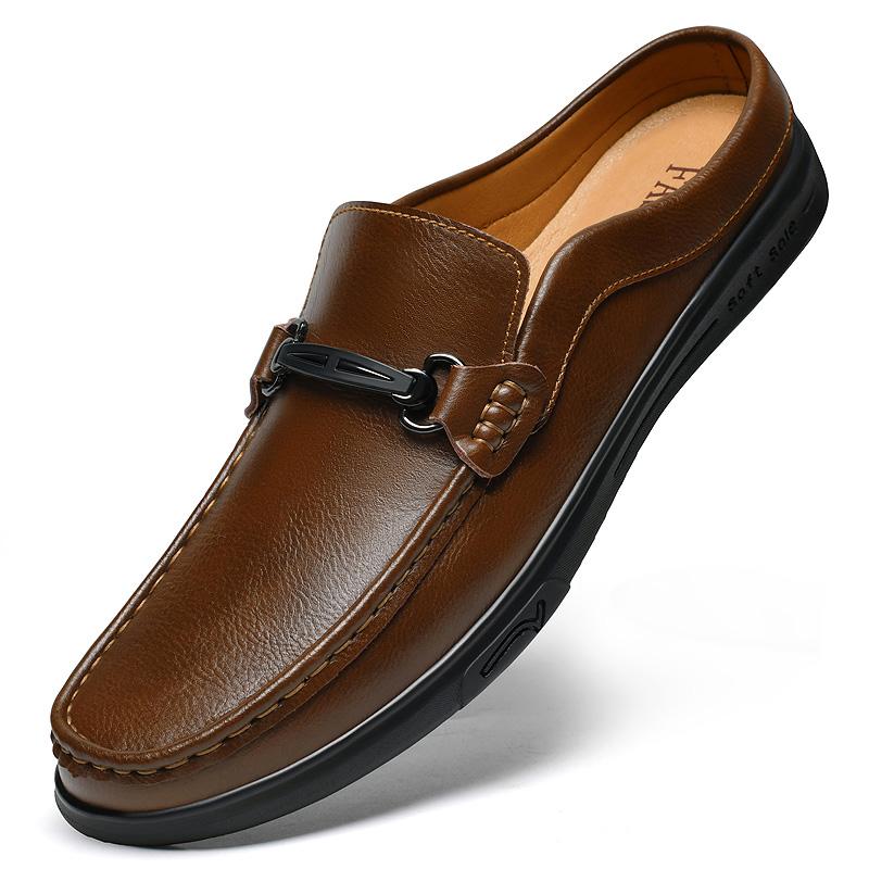 Fashion Fashion Half Drag Casual Leather Mules Slippers Men Leisure Walk Sandals Outdoor Beach Slides Shoes Elegantes Man Business Shoes