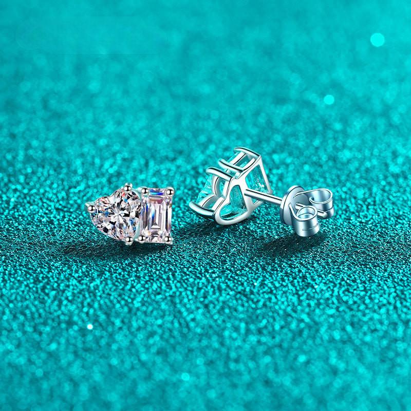 

Серьги-гвоздики с изумрудом и сердцем превосходной огранки, 2 карата, платиновые серьги-гвоздики из стерлингового серебра, изысканные ювелирные изделия 1ct total 2ct