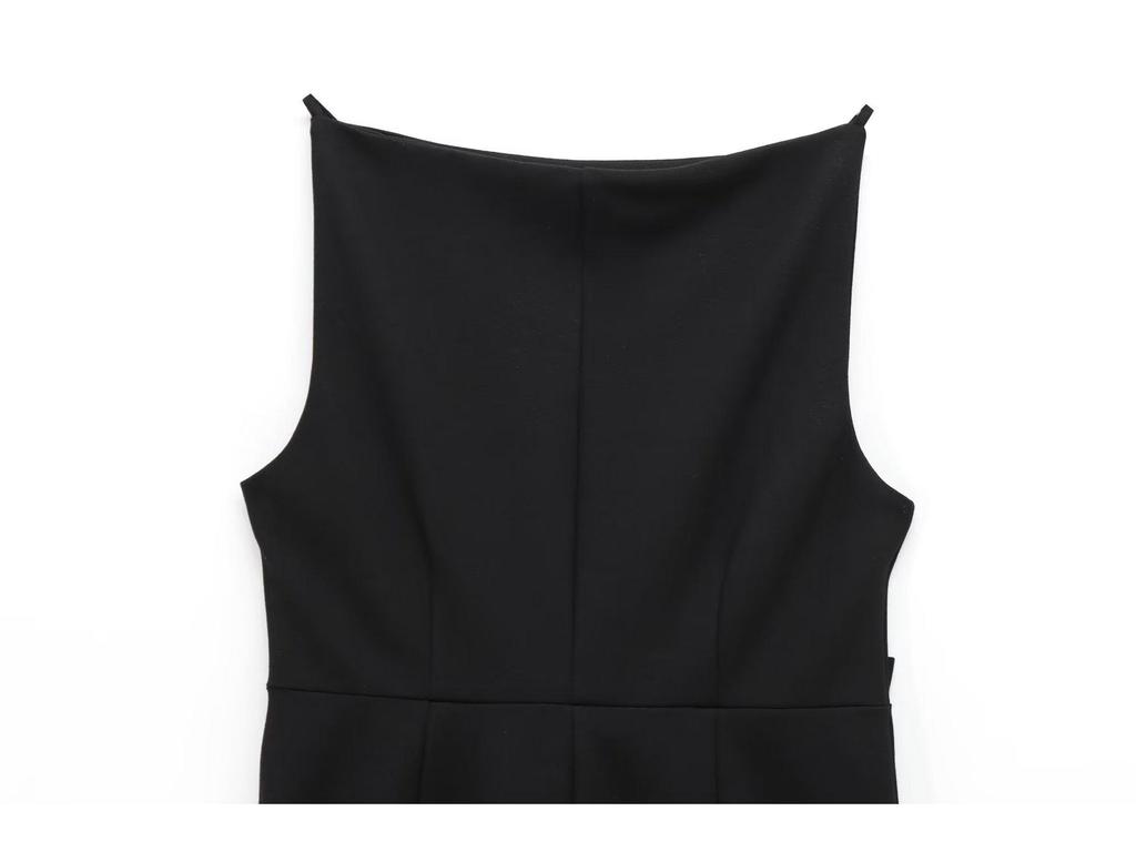 2025 Spring/Autumn Sleeveless Mini Dress with Bow Decoration - Cross-Border European & American Fashion