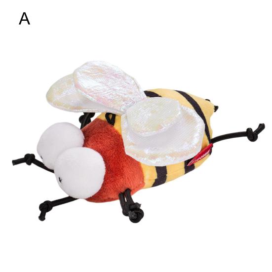 1 Set Cat Teaser Toy Vivid Exquisite Relieve Boredom Bee Shape Pet Cat Plush Squeaky Toy Pet Supplies