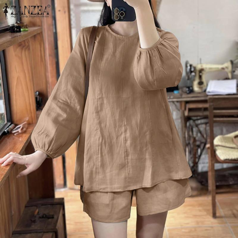 

ZANZEA Womens Blouse and Shorts Summer Casual Two Piece Sets S