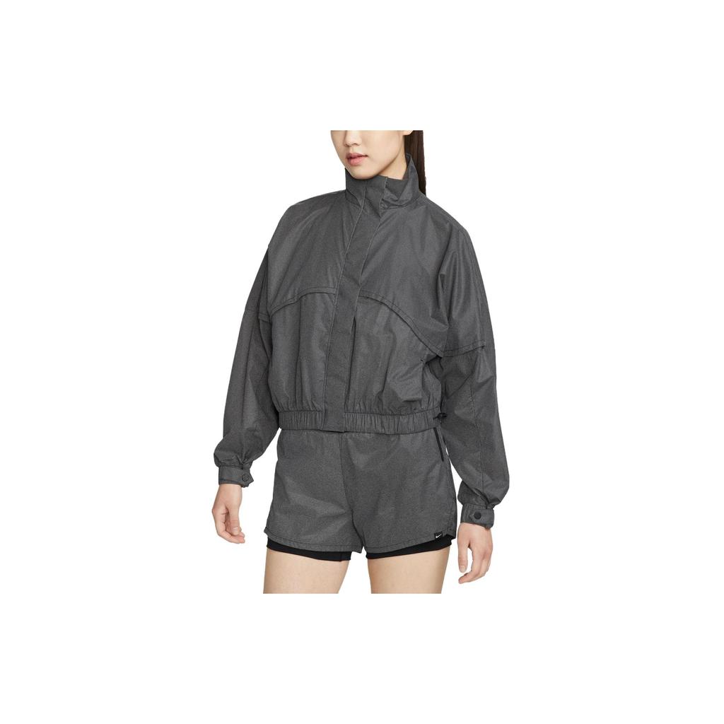 Nike Solid Color Stand Collar Long Sleeve Jacket Women Outerwear Black DX0289-010