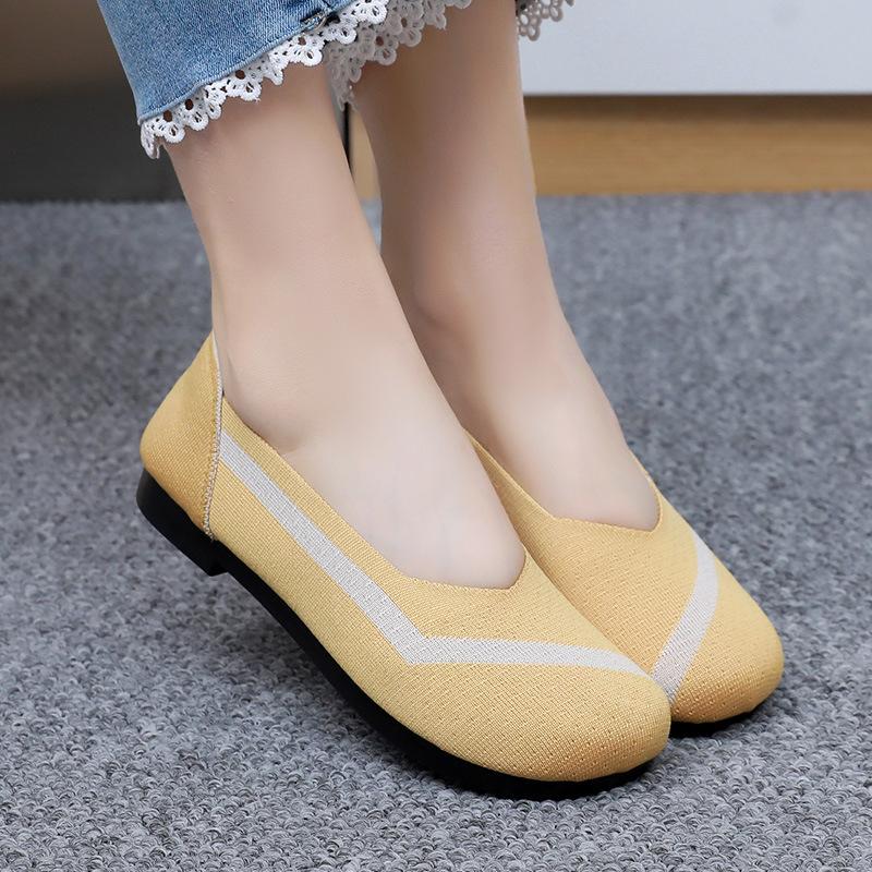 Summer new women's fashion casual fly-woven shoes flat bottom breathable shallow mouth single shoes non-slip one pedal