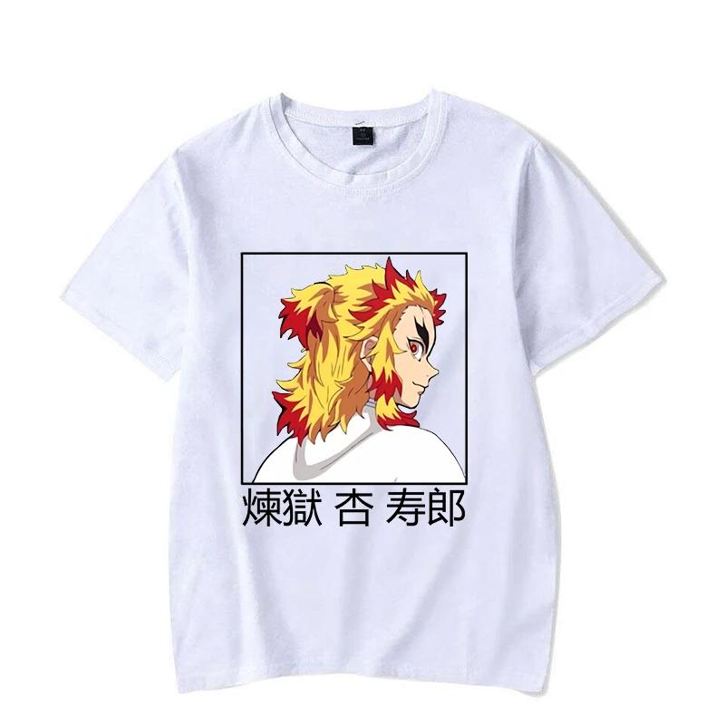 Rengoku Kyoujurou Print T-Shirt Unisex Loose Harajuku T Shirt Tops Casual Short Sleeve Anime Graphic Tee Shirt