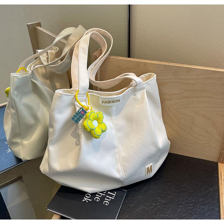 

Women s Bag Casual Large Capacity Fashi Korean Versi Shoulder Kawaii Bag Simple Canvas Tote Nice Bag Solid Color Girls Gift бежевый