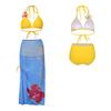 Womens Plus Size 4-Piece Swimsuit Set With Padded Bra Top High-Waisted Bottoms Floral Print Slimming Fit Hot