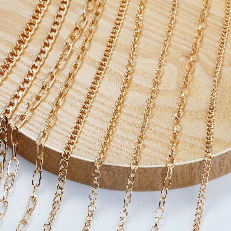 KC Gold Long Necklace Chains Iron Bulk For DIY Jewelry Findings Making Materials Accessories