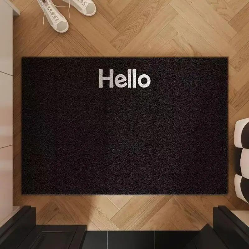 Simple Doormat Vibrant Solid Color Hello Letter Doormat Entrance Welcome Carpet Anti-Dust Indoor Outdoor Home Mat