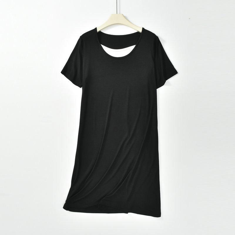 

Women s Modal Loose Tee Dress Front Panel Crew Neck Short Sleeve Summer Plus Size Nightgown Casual Outdoor Loungewear sleepdress L чёрный