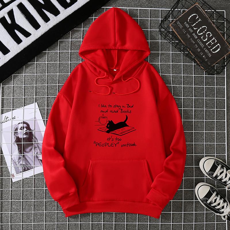Winter Women's Hoodie Solid Color Print Unisex Style Double Pockets Sweatshirts Outerwear Women's Clothing