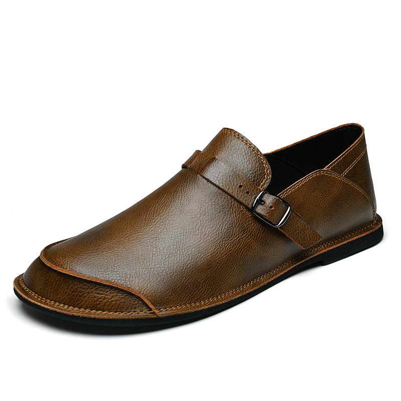 Genuine Leather Male Casual Shoes Handmade Mens Loafers Moccasins Breathable Slip on Driving Shoes Leisure Business Dress Flats