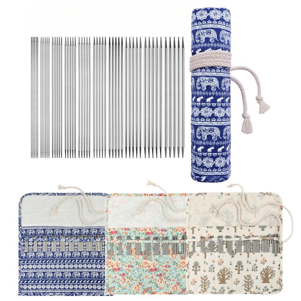 Waterproof knitted storage bag with stainless steel knitting needles beginner's yarn knitting tool for knitting neck warmer