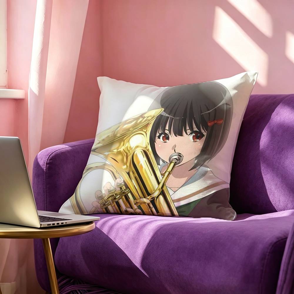 AAnime Sound Euphonium Cartoon Square DoubleSided Printed Pillow Case Bedroom Bedside Pillow Sofa Cushion Cover