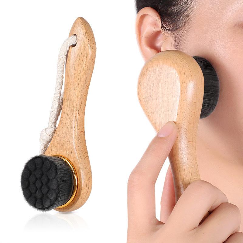 SPA Face Wash Brush Beech Long Handle Nano Silk Cleansing Brush Face Wash Makeup Remover Blackhead Soft Massage Brush