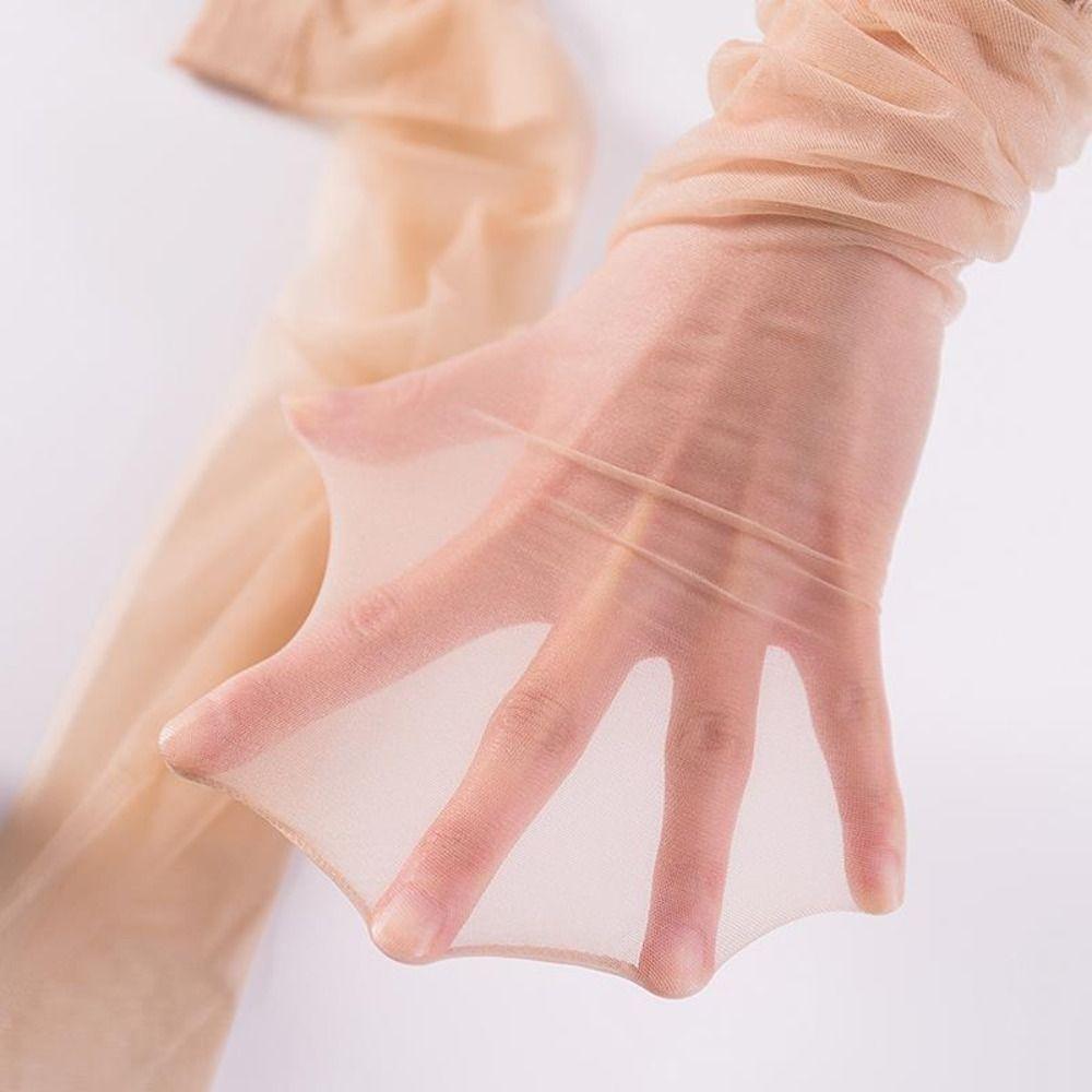 1 Pair Solid Color Women Long Socks Sweat-absorbing Elasticity Invisible Stockings Spring