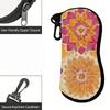 2D-Boho Floral Pattern Zipper Sunglasses Case, Protective Eyewear Holder for Women, Portable Travel Glasses Storage Box with Zipper Closure