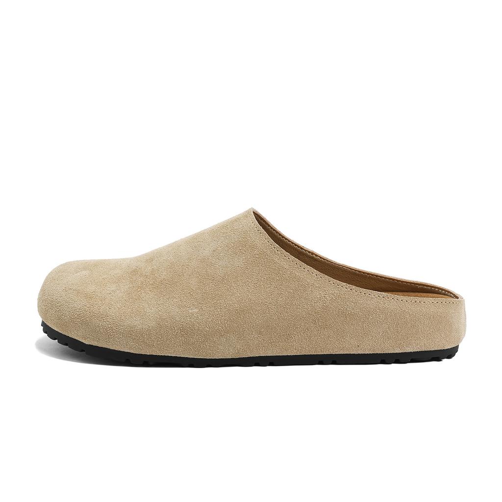 Version i kohud~ Birkenstock skor läder rad vind mjuk yta lata skor enpedal tjockbottnad väska huvud Boken damskor halvtofflor