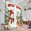2pcs,2D plane printing Minimalist Curtains Cute Deer Snowman Christmas Winter (2) Durable 100% Polyester Fabric (without rod)