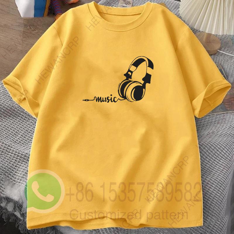 Mens 100 Cotton Earphone Tshirt Tracksuit Casual Sportswear Crew Neck Pullover Short Sleeve Tops Breathable Summer Streetwear