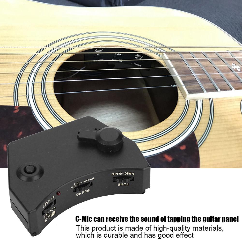 Folk Guitar Soundhole Preamp with Bridge Transducer Pickup Resonance Box Mic