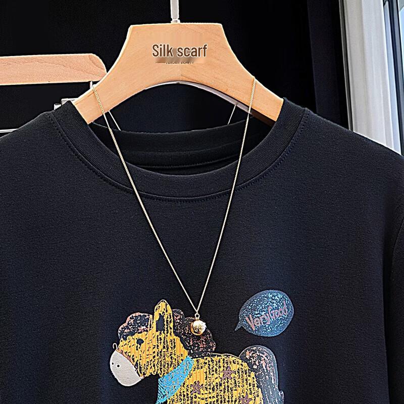 Damen-T-Shirt mit Graffiti-Print und Rundhalsausschnitt