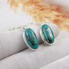 Blue Copper Turquoise Earrings, Ear Wire Earring, Oval Blue Turquoise Earring