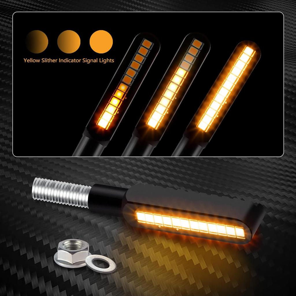 2PCS Flowing LED Motorcycle Turn Signal Lights, Aluminum Alloy 12V Super Bright Motorbike Front Rear Blinkers Indicators Fit For Harley Honda KTM