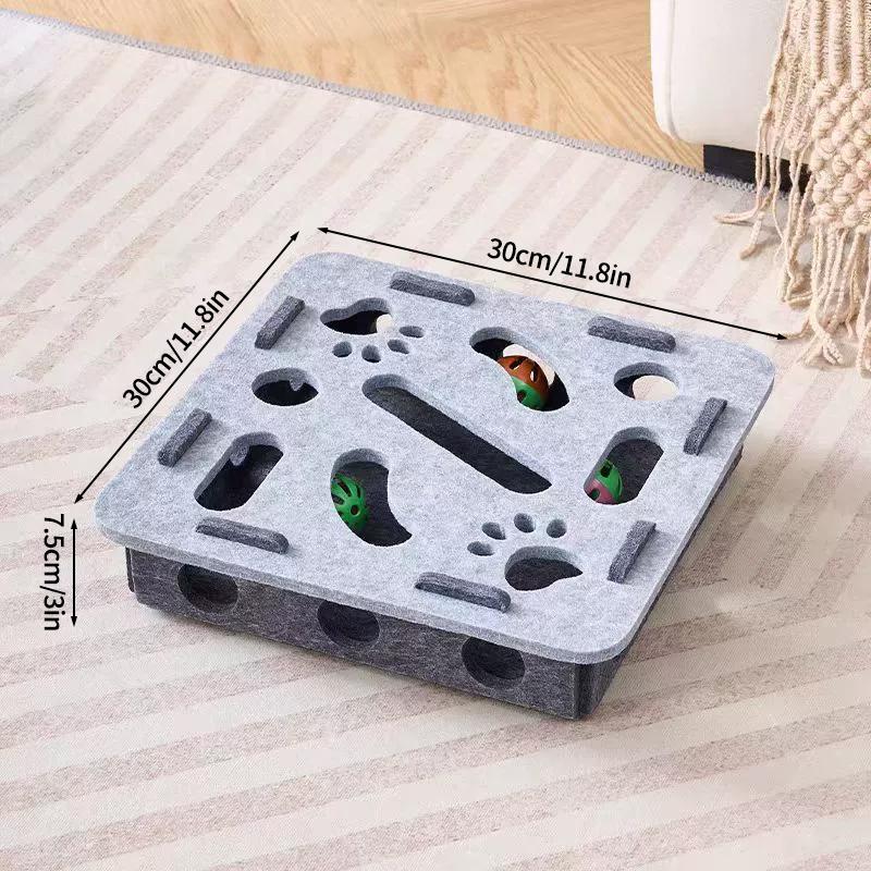 Interactive Cat Toys with Maze Tunnel Durable Felt Cat Puzzle Digging Toy for Indoor Exercise Toy with Bell Ball Pet Supplies