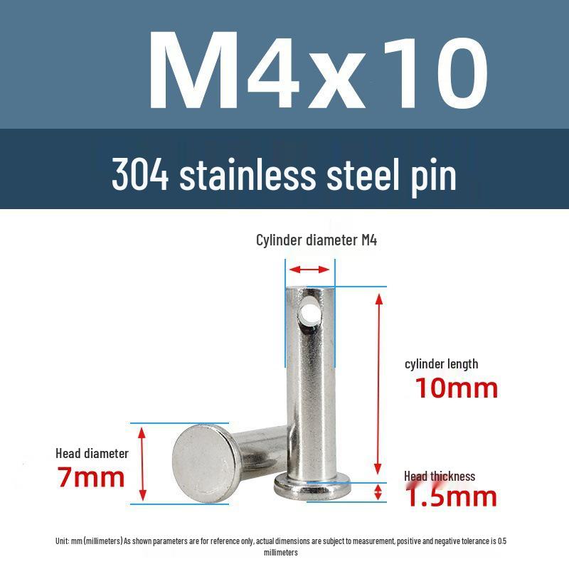 304 Stainless Steel Cylindrical Flat Head Positioning Pin with Hole (M3-M10)