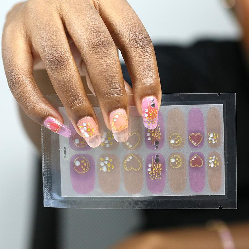 

Наклейка для ногтей на 14 пальцев, градиентная блестящая наклейка для ногтей, корейская лазерная наклейка для ногтей