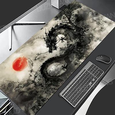Tuschemalerei Stil Drachen Mauspads Gummi Anti-Rutsch Tastatur Tischmatten Große Gaming Büro Mauspads XXL Game Laptop Lange Schreibtischmatte