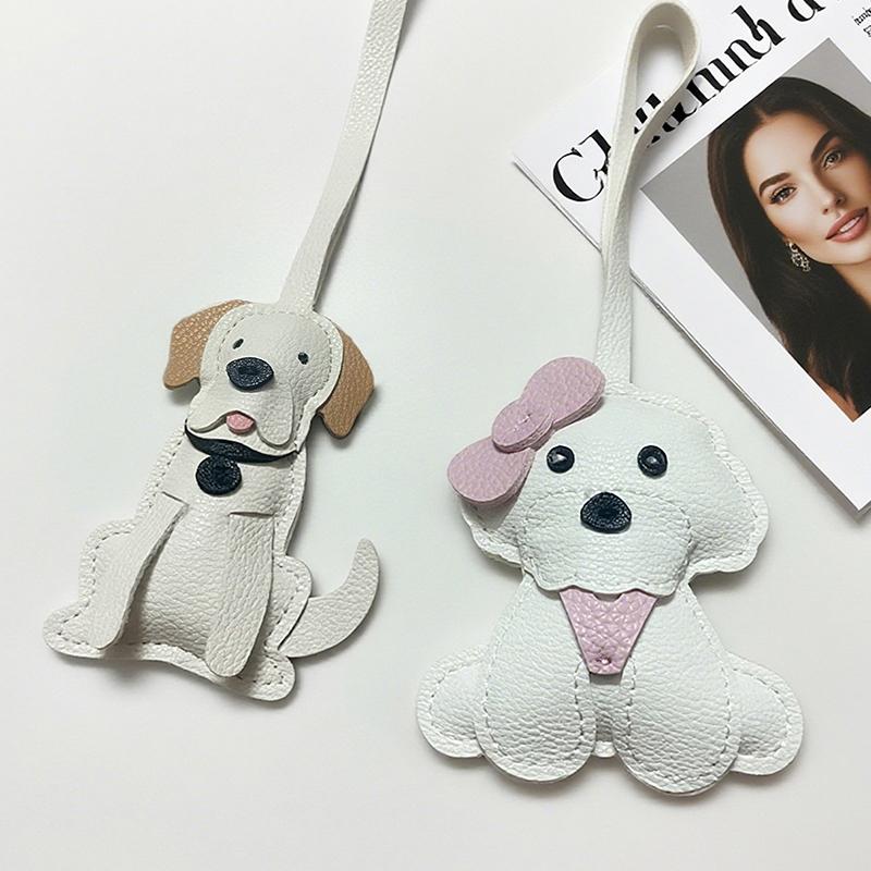 Cute Bichon Frise Labrador Retriever Dog Charms Cute Diy Lanyard Leather Dog Bag Charms