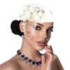 Classic British Flight Attendant Hat Women Retro 3D Floral Decor Elegant Cap for Wedding Outfit