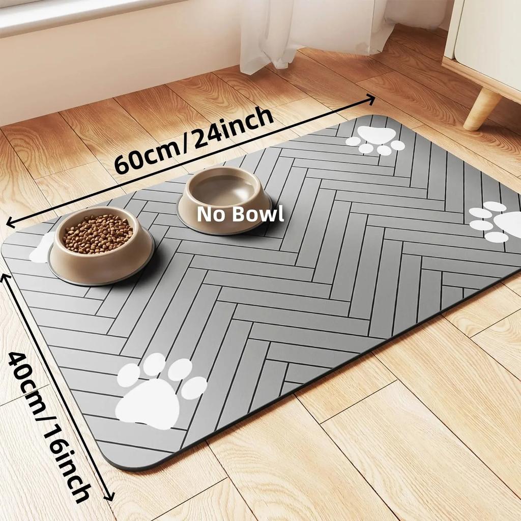 Pet Feeding Mat Absorbent Pet Meal Mat Diatomaceous Earth Large Dog and Kitten Feeding Mat Quick Drying Waterproof Food Bowl Mat