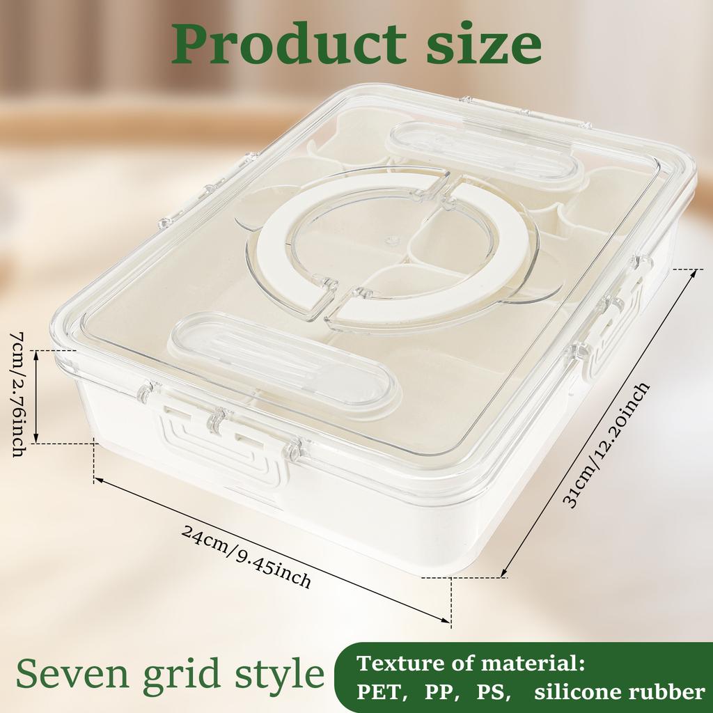 5/6 Grids Wooden Charcuterie Board with Clear Lid Portable Cheese Board Box with handle Snack Fruit Tray Outdoor Ccamping pinnic