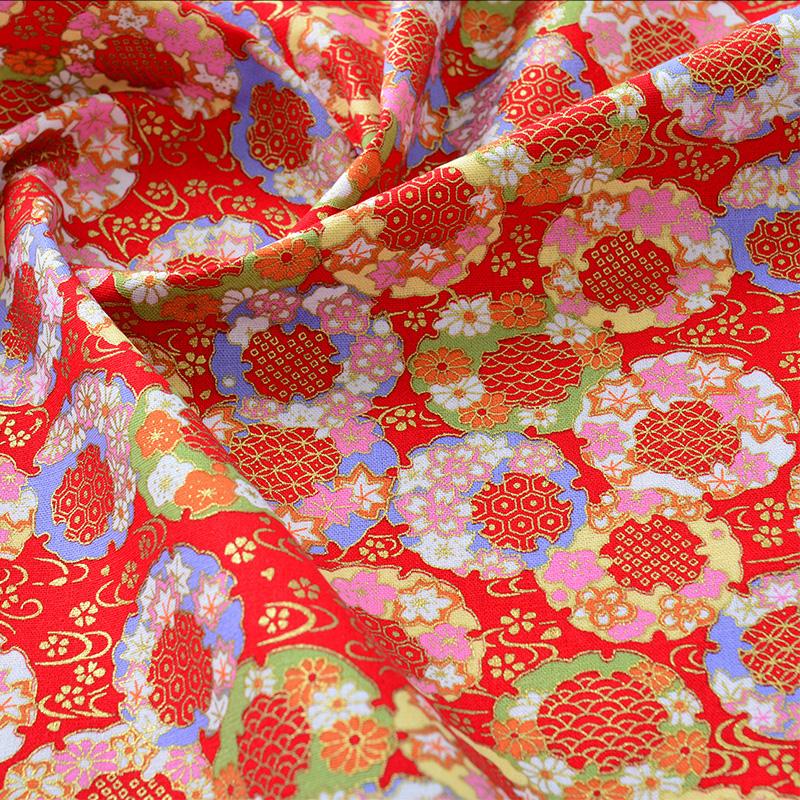 Breiter 140cm Baumwoll-Japanischer Stil Bronzefarbener Jacquard-Satin-Stoff für Cheongsam Kimono Nähen DIY Tasche Handgefertigter Patchwork-Stoff