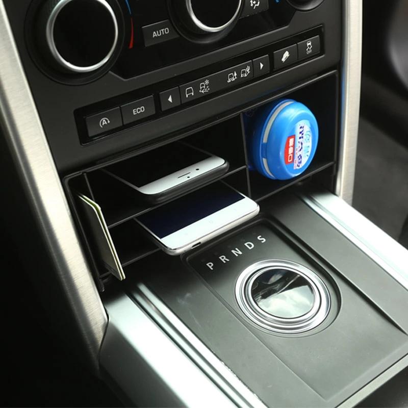 For Land Rover Discovery Sports 2015-2019 ABS Plastic Black Center Console Multi-Function Storage Box Phone Tray Car Accessories