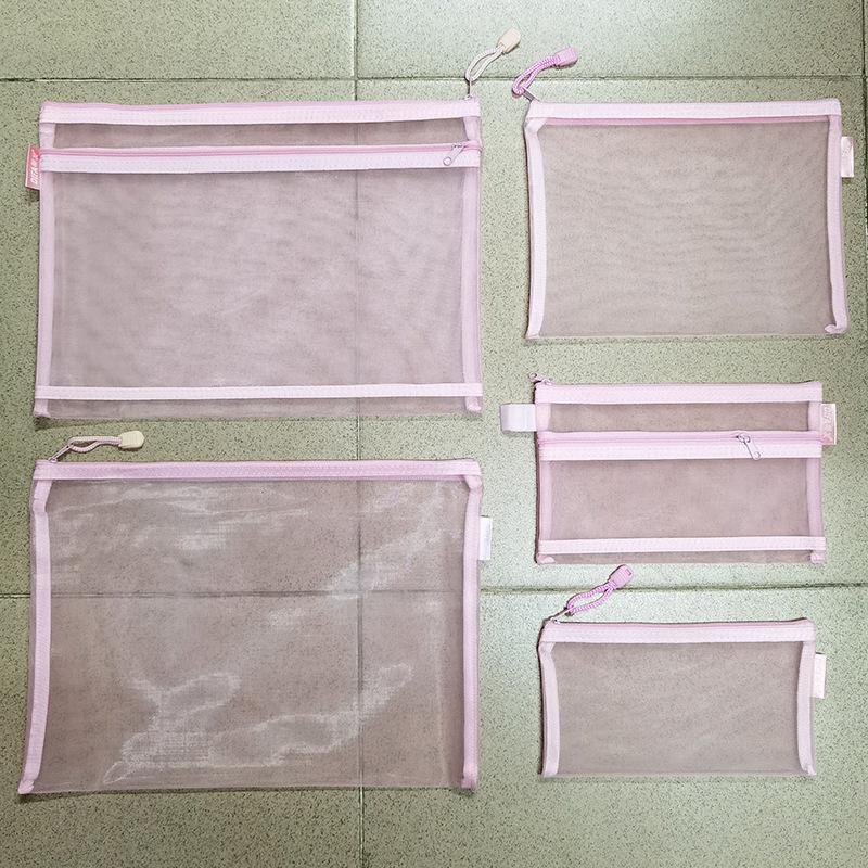A4 Verstärkte Reißverschluss-Nylon-Netz-Aktenmappe und A6 Federmäppchen