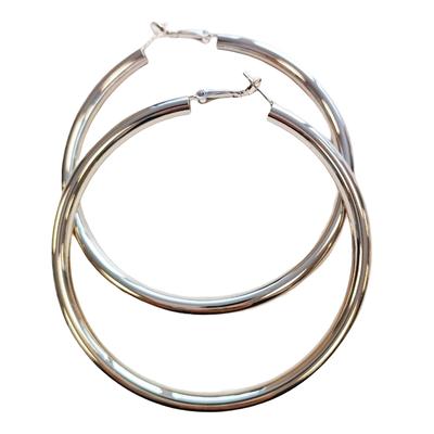 [R8091] - Silver 'Choreography' Hoop Earrings Ø 70 Mm 5 Mm