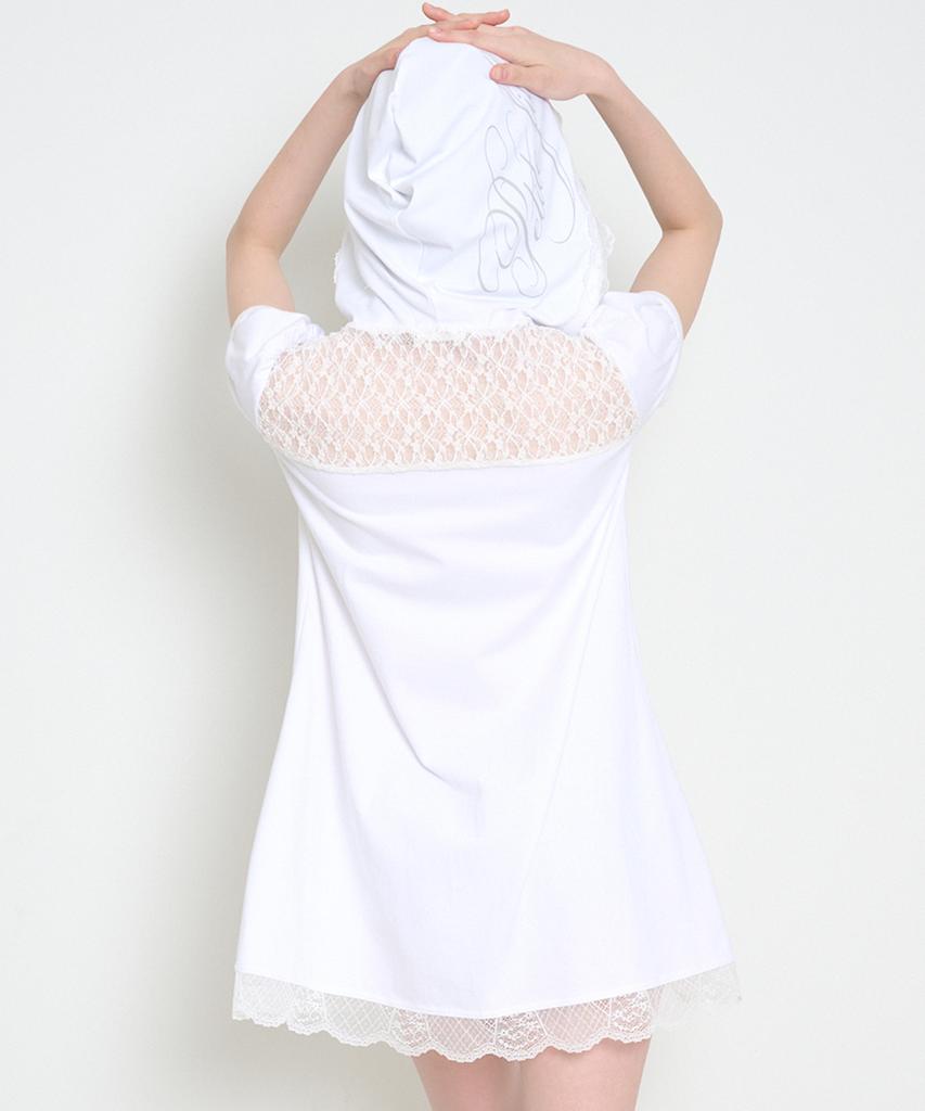 Iligo Lace Hoodie Dress White