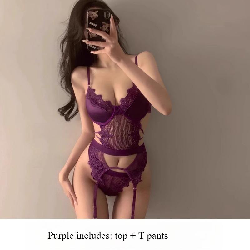 Luxury Sexy Underwire Lingerie Set for Women Hollow Out Split Bra and Panty Set Adjustable Straps Temptation Outfit Three Styles