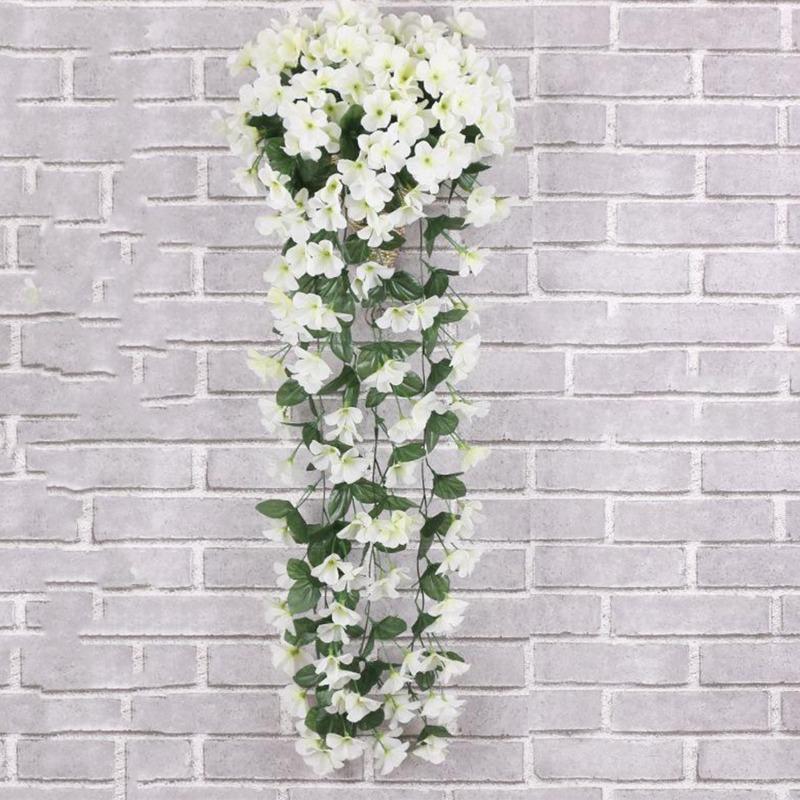 

2 пучка фиолетовых искусственных листьев, гирлянда, лоза, искусственный цветок, настенный подвесной цветок орхидеи, Свадебная вечеринка, домашний декор белый