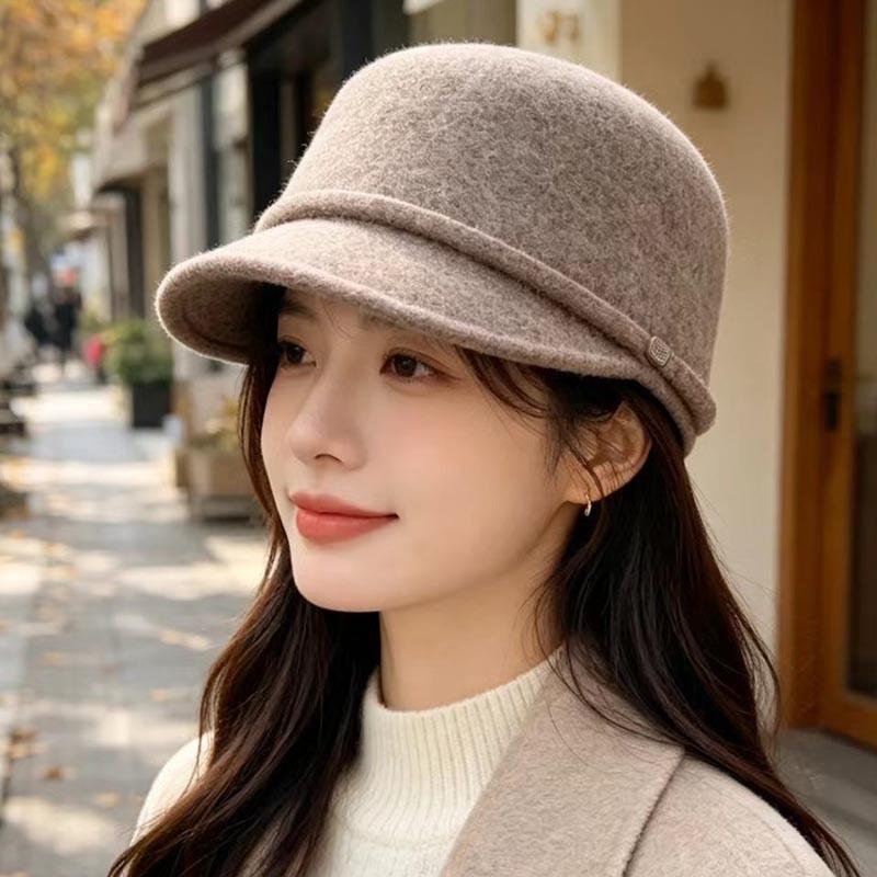 Niche Designer Woolen Hat Women's Autumn and Winter British Top Hat Casual Cap Knight Equestrian Hat